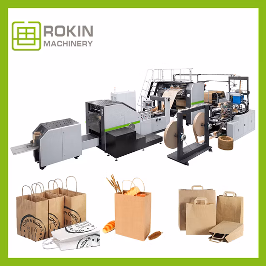 Macchina per la produzione di sacchetti di carta per alimenti completamente automatica per sacchetti per imballaggio di abbigliamento standard CE di marca Rokin